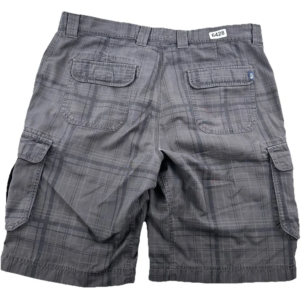 VTG  The North Face Cargo Plaid Shorts Men 36 x 11 Gray Hiking Outdoor Gorpcore